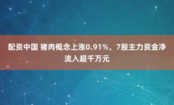 配资中国 猪肉概念上涨0.91%，7股主力资金净流入超千万元