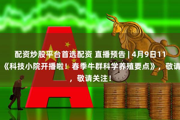 配资炒股平台首选配资 直播预告 | 4月9日11:00，《科技小院开播啦！春季牛群科学养殖要点》，敬请关注！